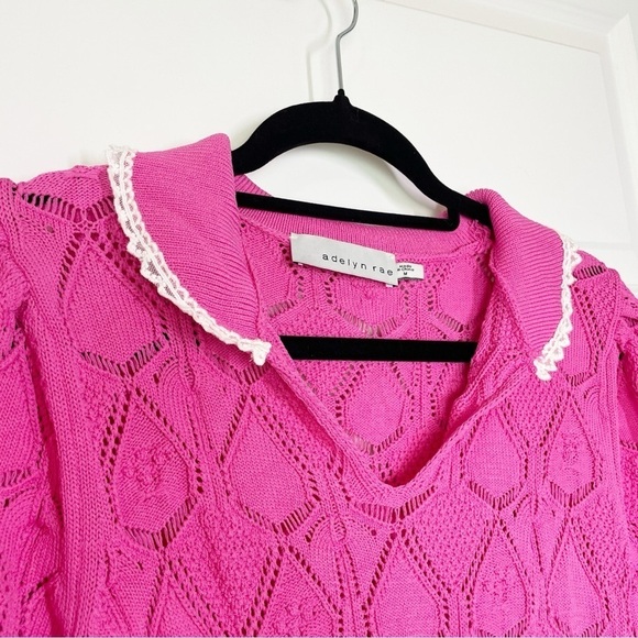 Boutique Delia Pointelle Knit Top in Fuchsia - Picture 4 of 9